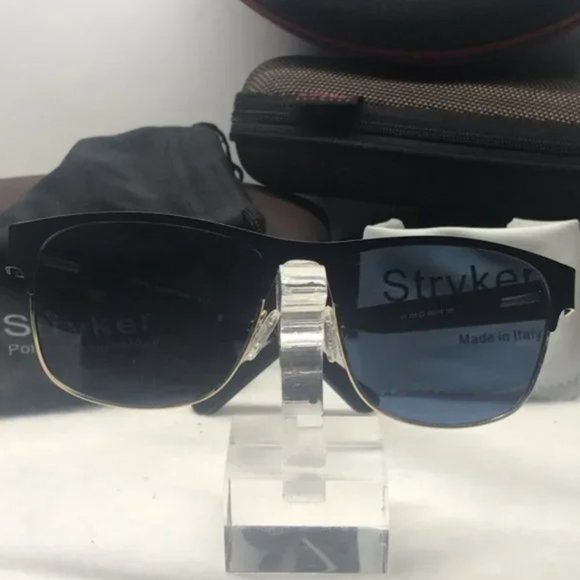 Stryker Polarized sunglass  black/gold & Gray lens - Picture 1 of 8